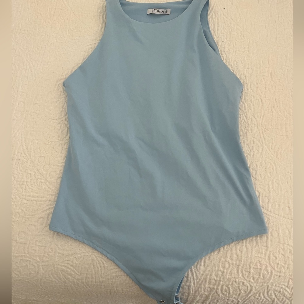 High neck light blue bodysuit